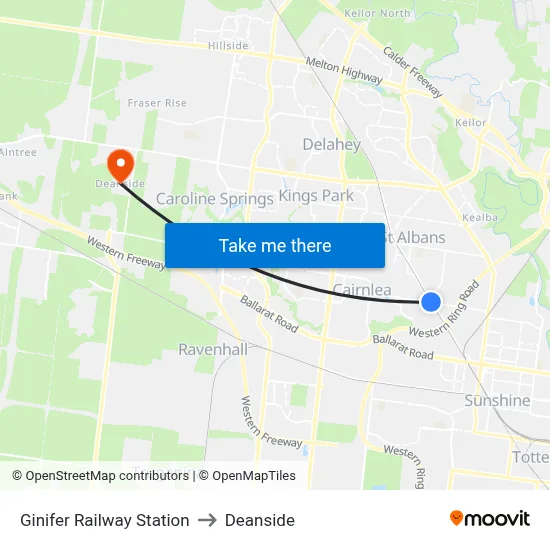 Ginifer Railway Station to Deanside map