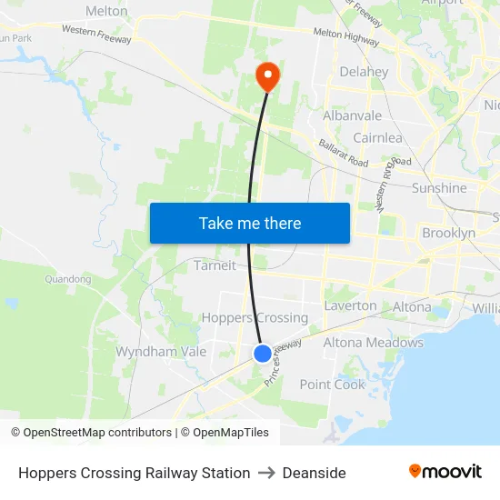 Hoppers Crossing Railway Station to Deanside map