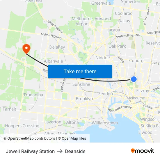 Jewell Railway Station to Deanside map