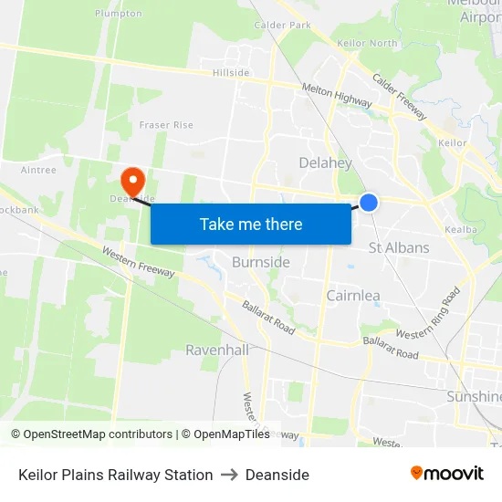Keilor Plains Railway Station to Deanside map
