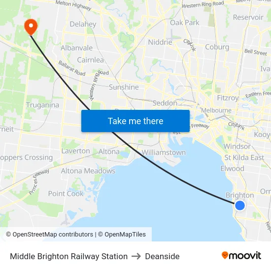 Middle Brighton Railway Station to Deanside map