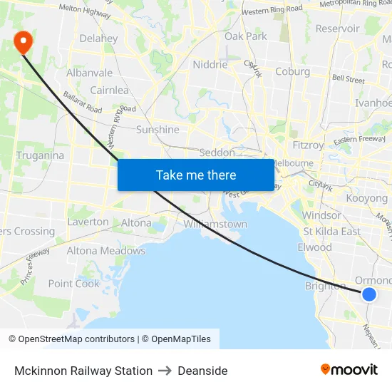 Mckinnon Railway Station to Deanside map