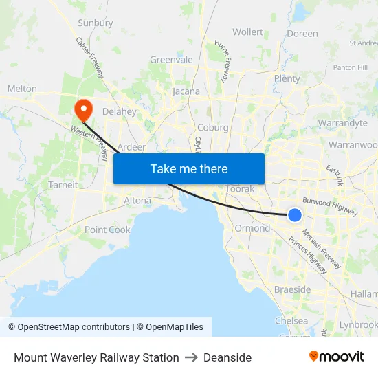 Mount Waverley Railway Station to Deanside map