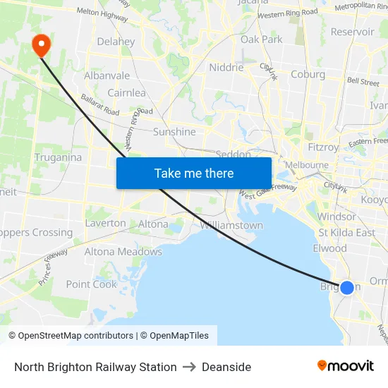 North Brighton Railway Station to Deanside map