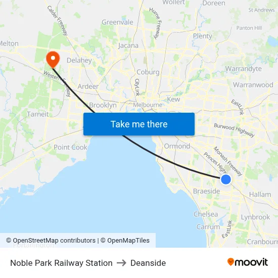 Noble Park Railway Station to Deanside map