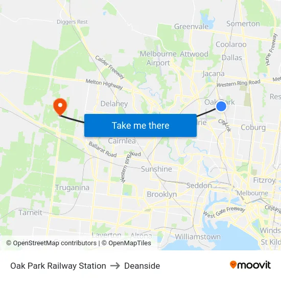 Oak Park Railway Station to Deanside map