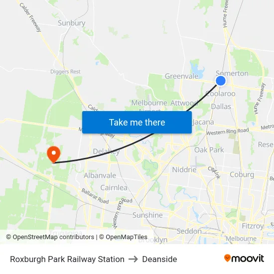 Roxburgh Park Railway Station to Deanside map