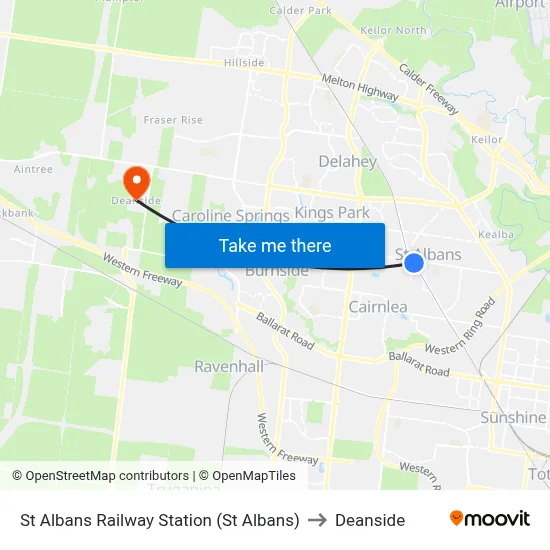 St Albans Railway Station (St Albans) to Deanside map