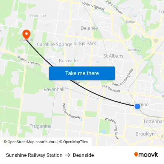 Sunshine Railway Station to Deanside map