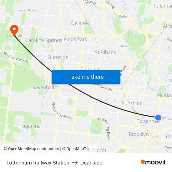 Tottenham Railway Station to Deanside map