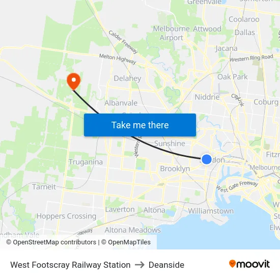 West Footscray Railway Station to Deanside map