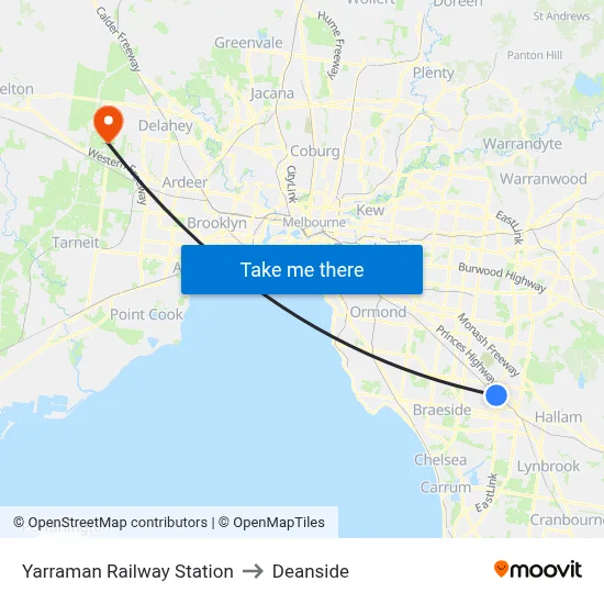 Yarraman Railway Station to Deanside map