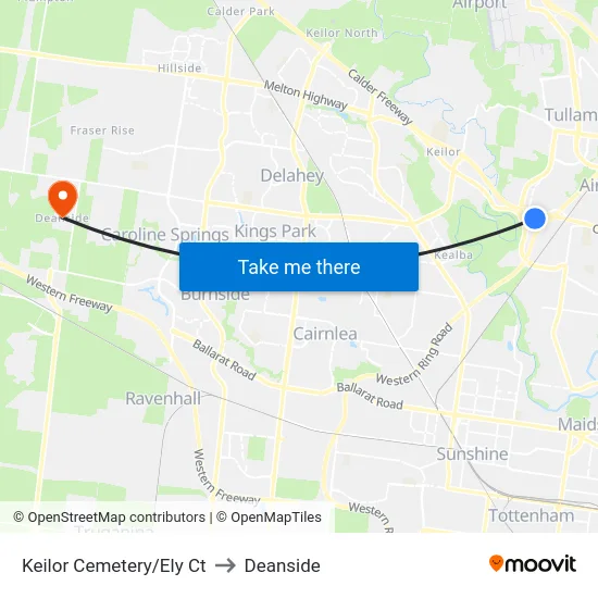 Keilor Cemetery/Ely Ct to Deanside map
