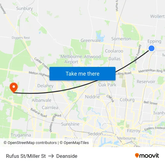 Rufus St/Miller St to Deanside map