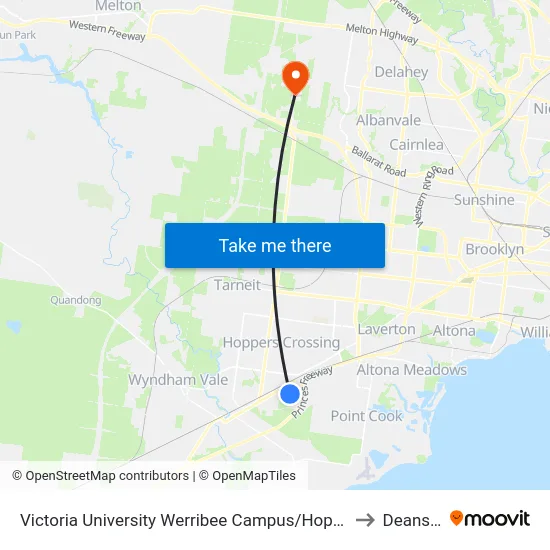 Victoria University Werribee Campus/Hoppers Lane to Deanside map