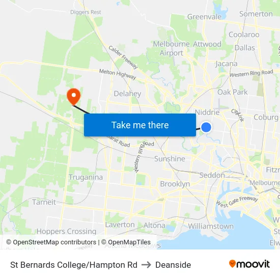 St Bernards College/Hampton Rd to Deanside map