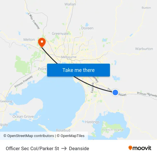 Officer Sec Col/Parker St to Deanside map