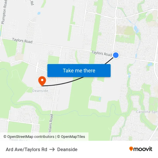 Ard Ave/Taylors Rd to Deanside map