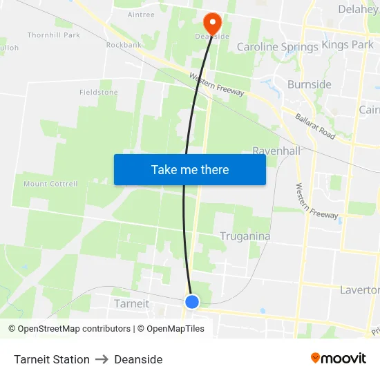 Tarneit Station to Deanside map
