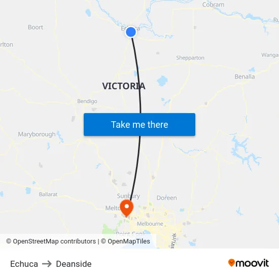 Echuca to Deanside map
