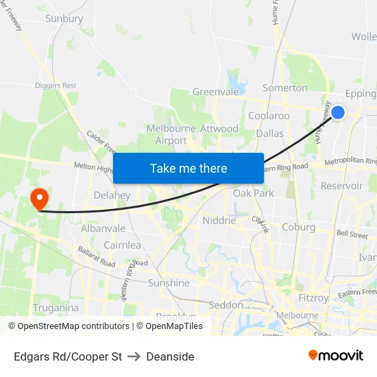 Edgars Rd/Cooper St to Deanside map