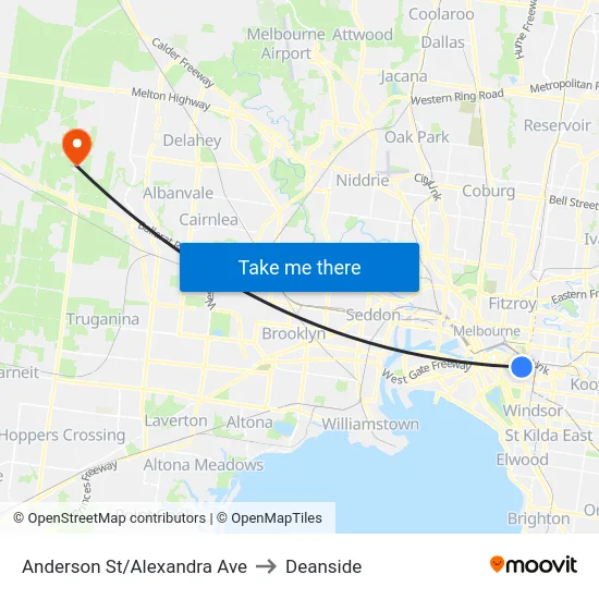 Anderson St/Alexandra Ave to Deanside map