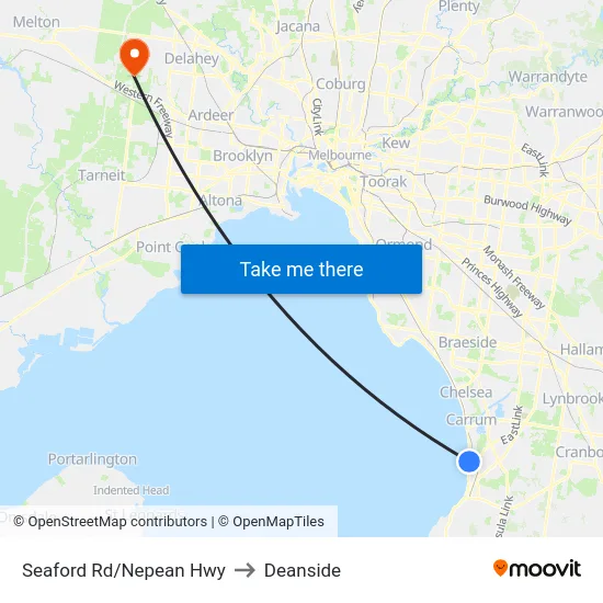 Seaford Rd/Nepean Hwy to Deanside map
