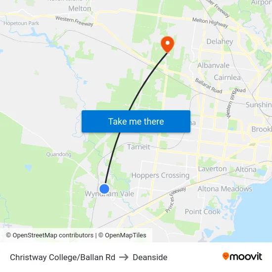 Christway College/Ballan Rd to Deanside map