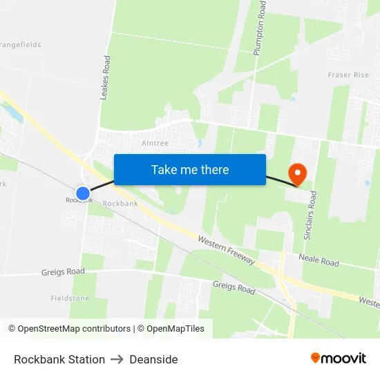 Rockbank Station to Deanside map