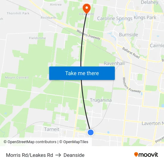 Morris Rd/Leakes Rd to Deanside map