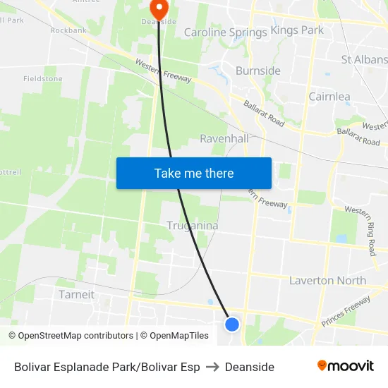 Bolivar Esplanade Park/Bolivar Esp to Deanside map