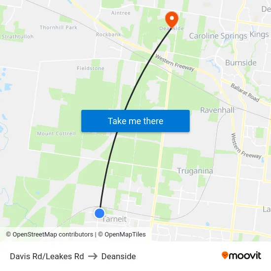 Davis Rd/Leakes Rd to Deanside map