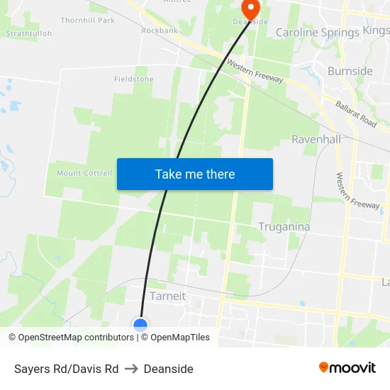 Sayers Rd/Davis Rd to Deanside map