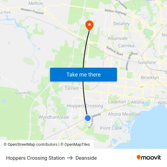 Hoppers Crossing Station to Deanside map
