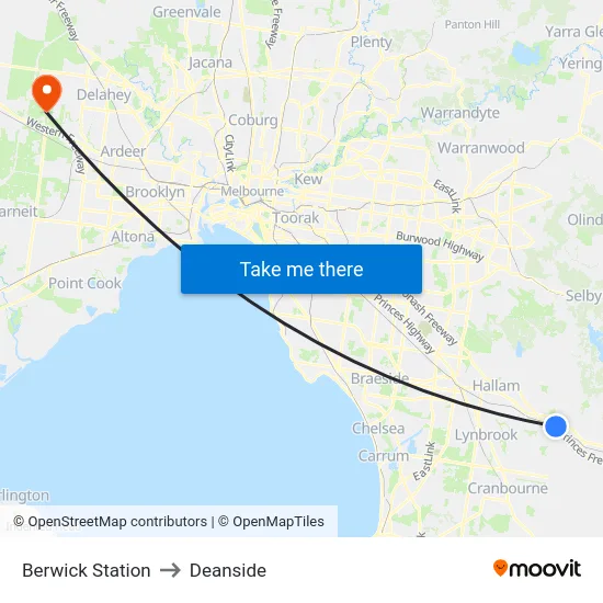 Berwick Station to Deanside map
