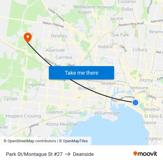 Park St/Montague St #27 to Deanside map