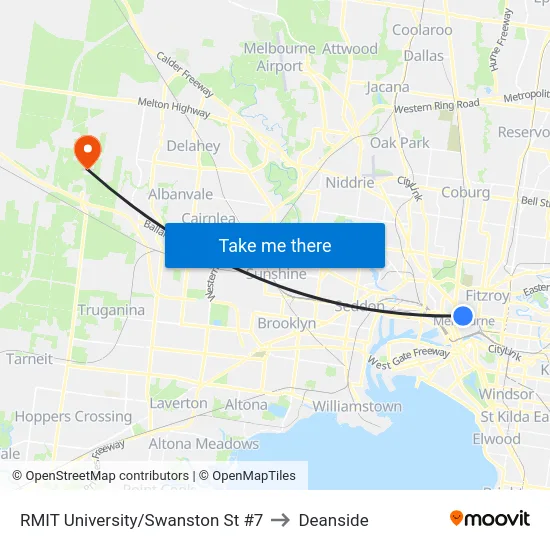 RMIT University/Swanston St #7 to Deanside map