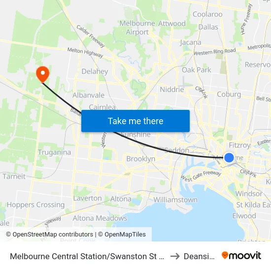 Melbourne Central Station/Swanston St #8 to Deanside map