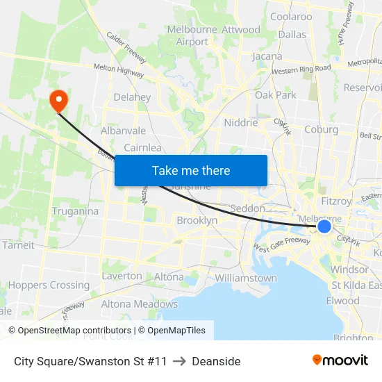 City Square/Swanston St #11 to Deanside map