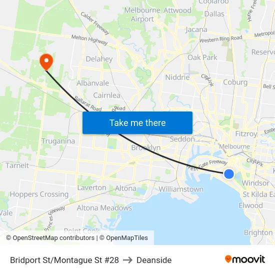 Bridport St/Montague St #28 to Deanside map