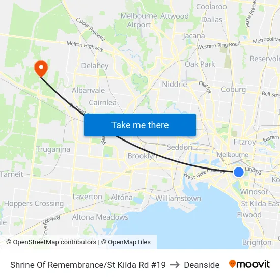 Shrine Of Remembrance/St Kilda Rd #19 to Deanside map