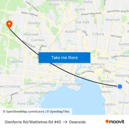 Glenferrie Rd/Wattletree Rd #45 to Deanside map