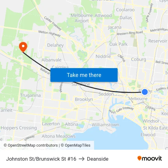 Johnston St/Brunswick St #16 to Deanside map