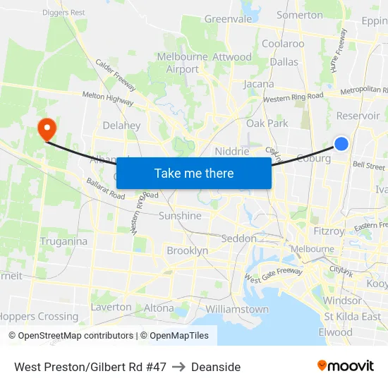 West Preston/Gilbert Rd #47 to Deanside map