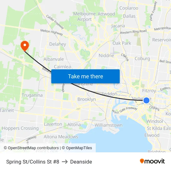Spring St/Collins St #8 to Deanside map