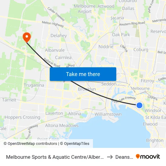 Melbourne Sports & Aquatic Centre/Albert Rd #131 to Deanside map