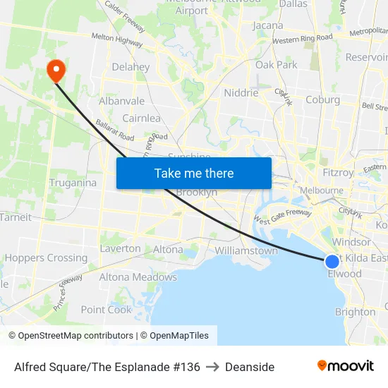 Alfred Square/The Esplanade #136 to Deanside map