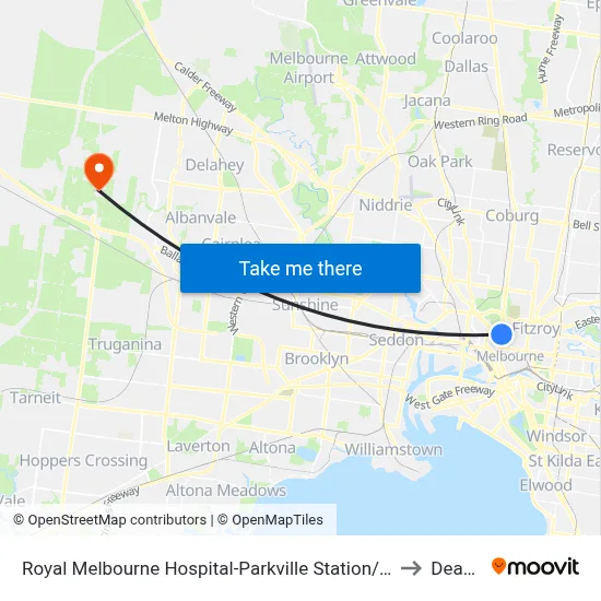 Royal Melbourne Hospital-Parkville Station/Royal Pde (Parkv... #10 to Deanside map