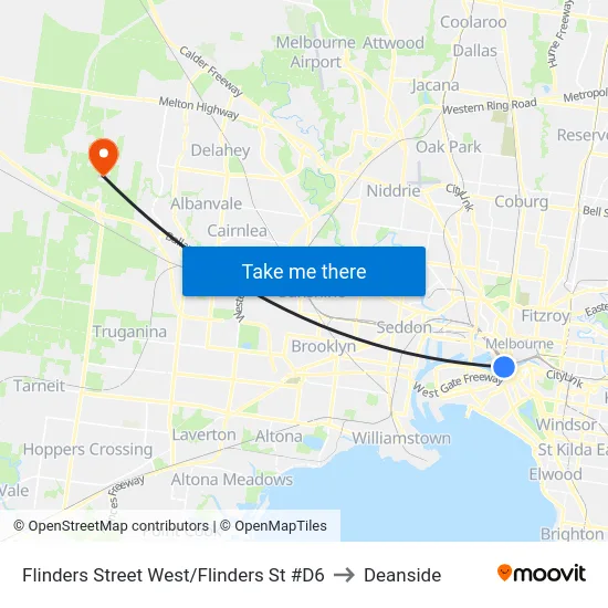 Flinders Street West/Flinders St #D6 to Deanside map