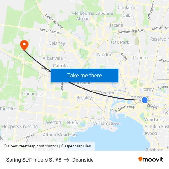 Spring St/Flinders St #8 to Deanside map